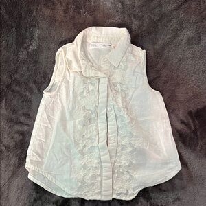 Zara Kids White Sleeveless Button Down Shirt